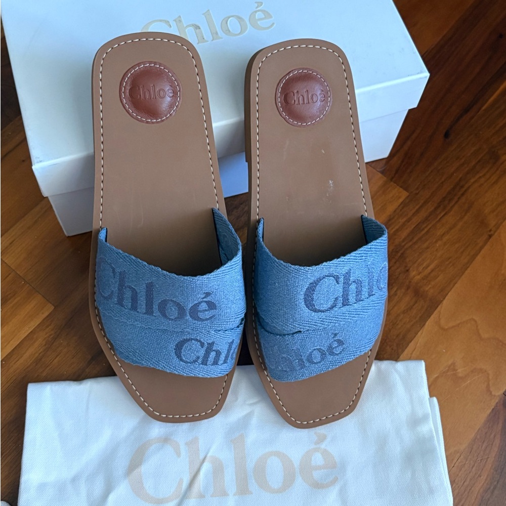 Chloe woody logo strap slides sandals size 42, NEW - Picture 14 of 17